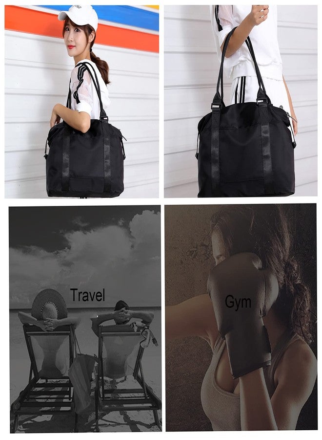 JSAHAH Women Tote Bag Travel Duffel Bag Carry On Luggage Bag Sports Gym Bag (Black) - Image 4